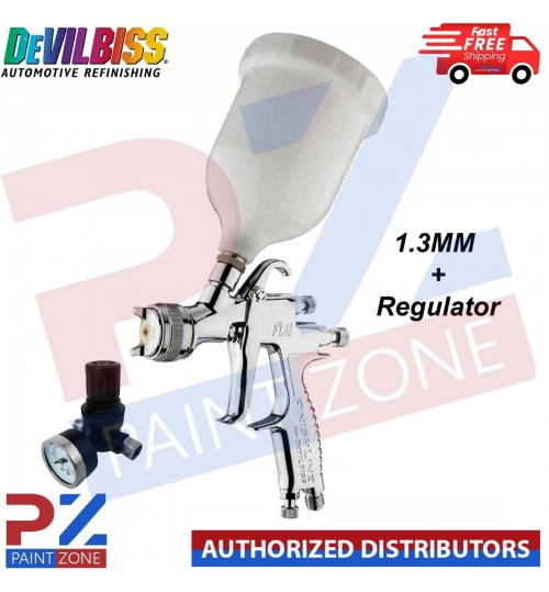 FLG-5-14 Devilbiss Gravity Spray Paint Gun 1.4mm Tip With Pressure Regulator